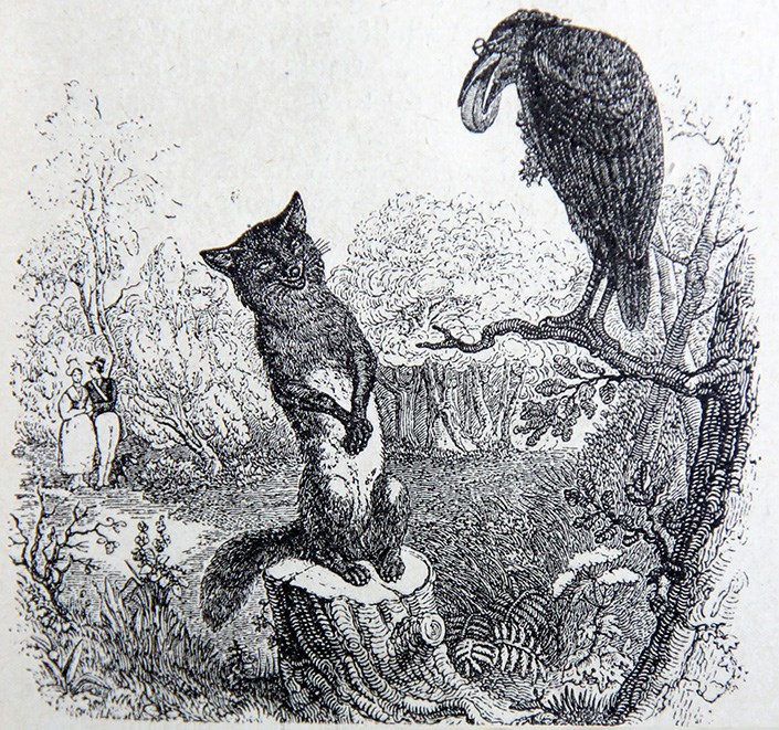 Le corbeau et le renard, Jean-Jacques Grandville. CC0