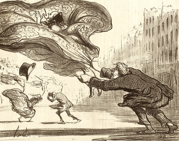 Le danger de porter des jupons, Honoré Daumier, 1857. MFA. CC0