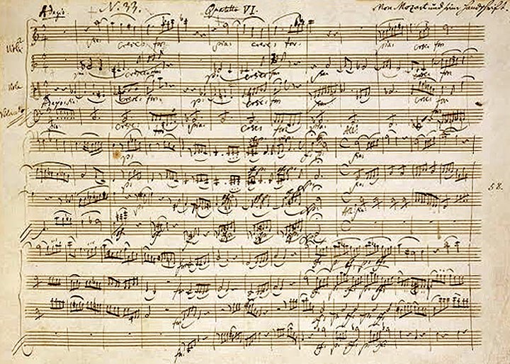 Manuscrit de Wolfgang Amadeus Mozart, 1772 (16 ans). CC0