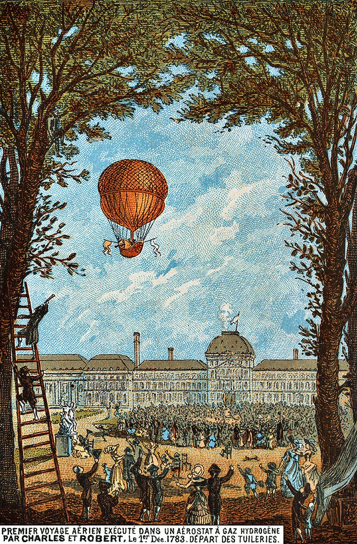 Premier voyage aérien dans un aérostat, J-F Pilâtre de Rozier, 1783. CC0