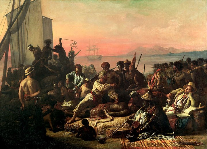 Esclaves sur la côte ouest de l'Afrique. Auguste Francois Biard, 1833. CC0